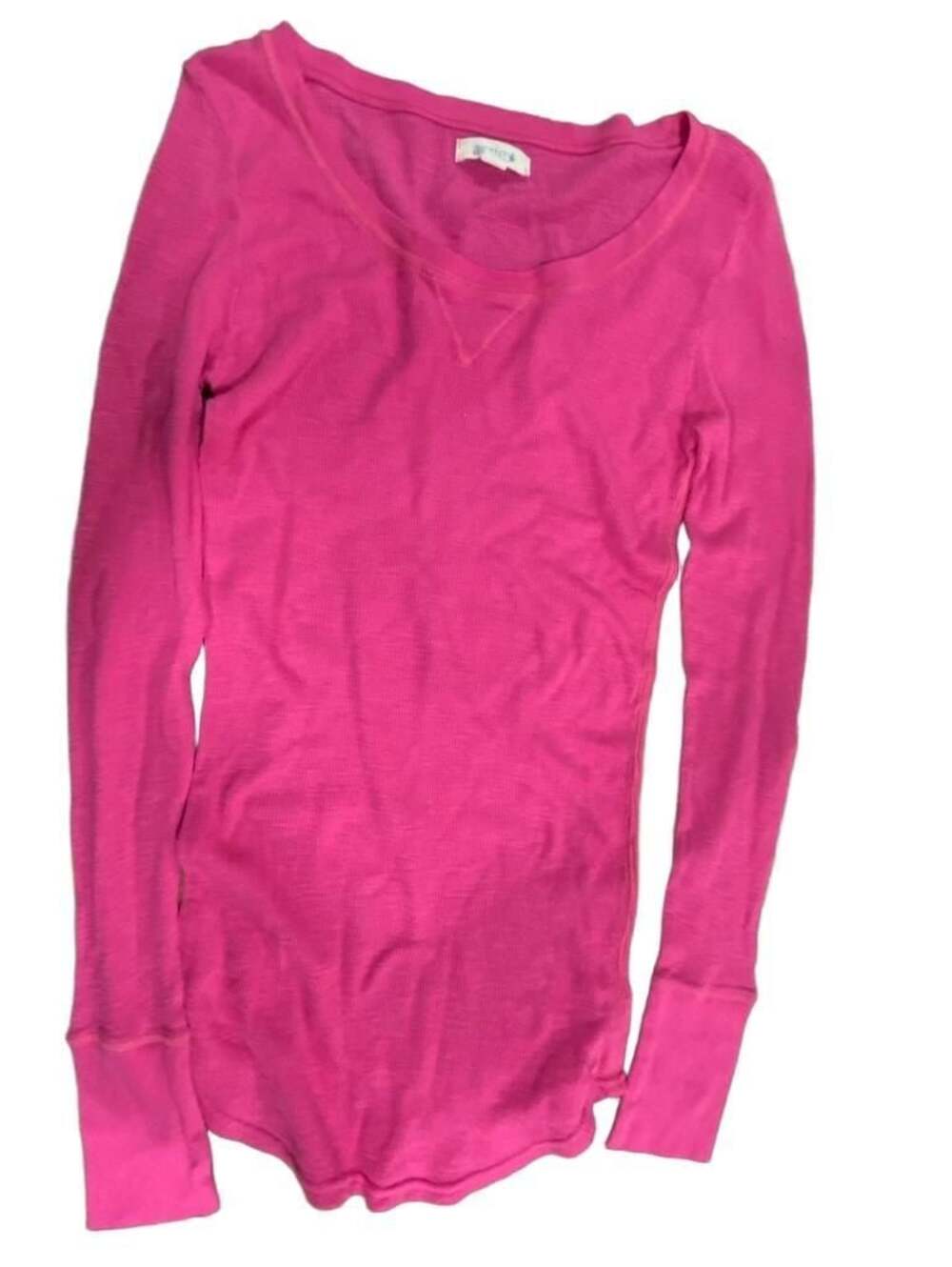 Aerie Pink Waffle Knit Thermal Long Sleeve Top L/G